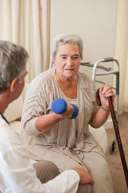 Senior woman doing her exercises