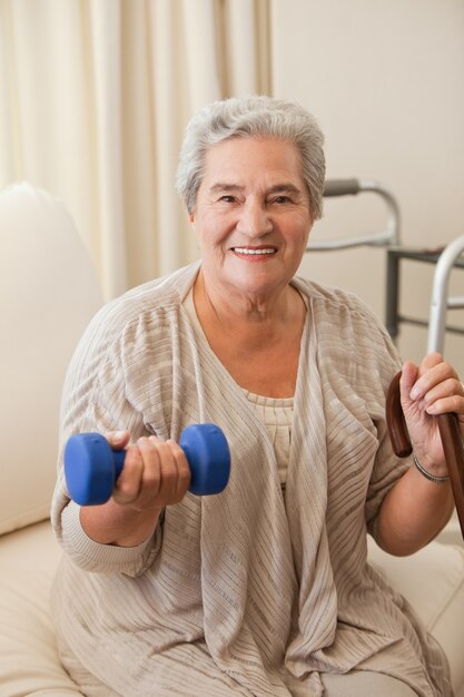 Senior woman doing her exercises