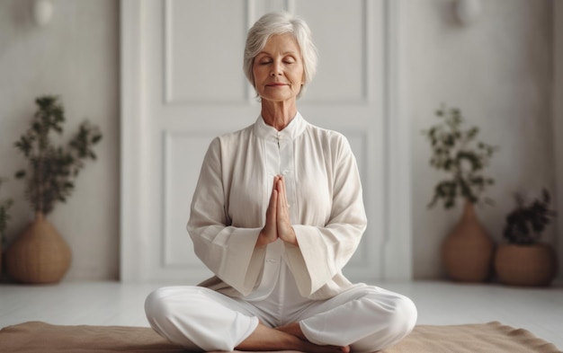 Senior woman doing yoga