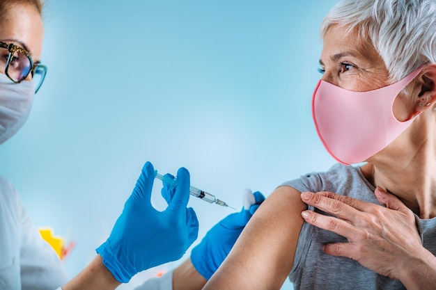 Senior Woman Getting a Coronavirus Vaccine