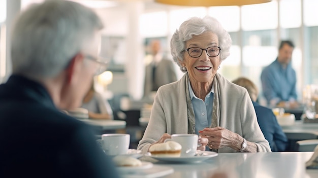 Senior woman having breakfast