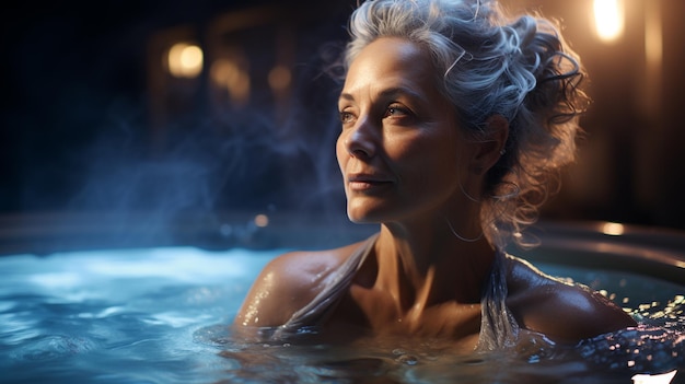 Senior woman in jacuzzi