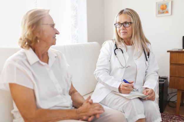 Senior woman during a medical exam with practitioner