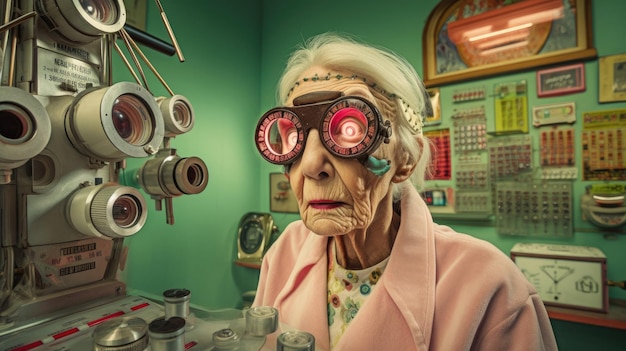 Senior woman at an optometrist office