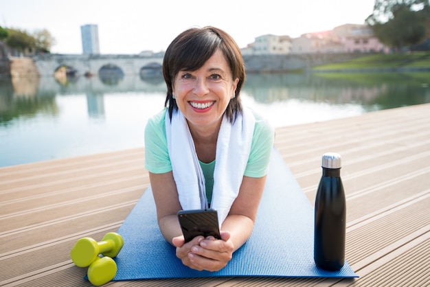 Senior woman training work out outdoor