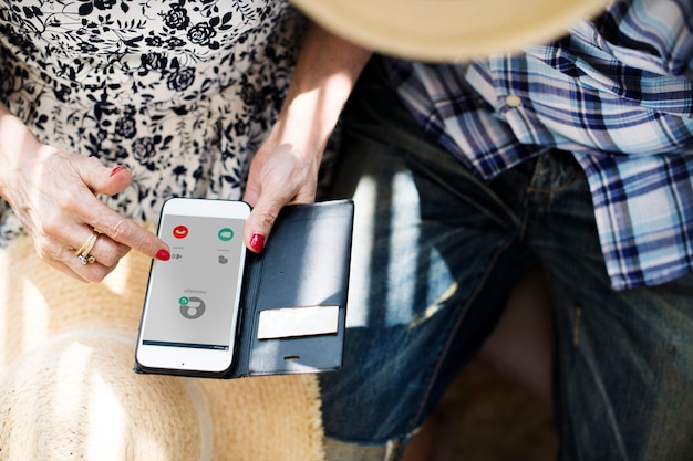 Senior woman using her mobile