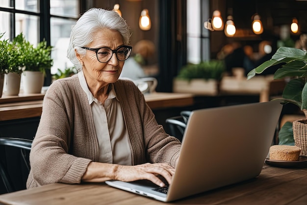 пожилая женщина с ноутбукомпожилая женщина с ноутбукомзрелая женщина с ноутбуком и в очках работает над