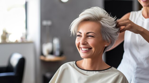 Senior Woman and Visiting Hairdresser