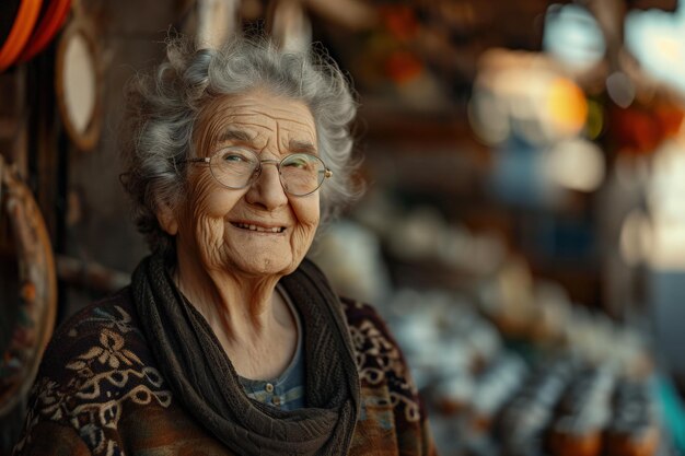 Senior Woman With Glasses and Scarf