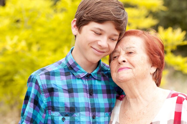 Senior woman with grandson at park