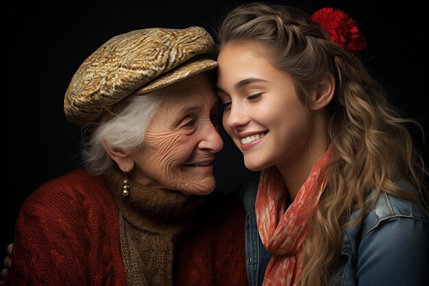 Foto la radiosa espressione di gioia di una donna anziana