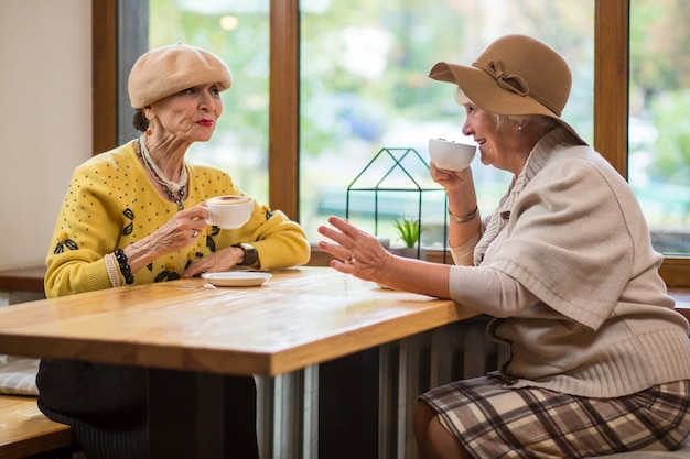 Senior women drinking coffee