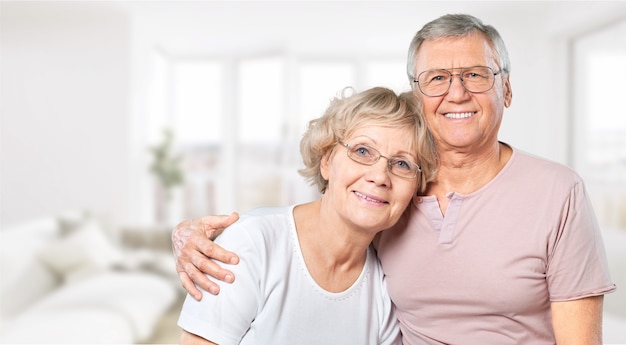 Photo seniors human couple smiling