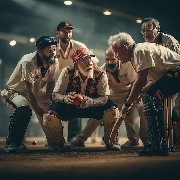 Foto anziani che giocano a cricket ai generative
