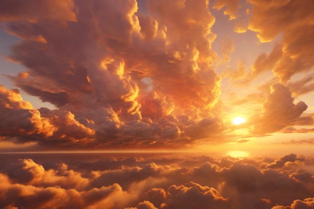 センセット金色の雲の背景 夕日の雲の背景 雲の背景 空の背景 雲のテクスチャ AI 生成