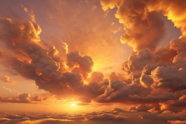 センセット金色の雲の背景 夕日の雲の背景 雲の背景 空の背景 雲のテクスチャ AI 生成