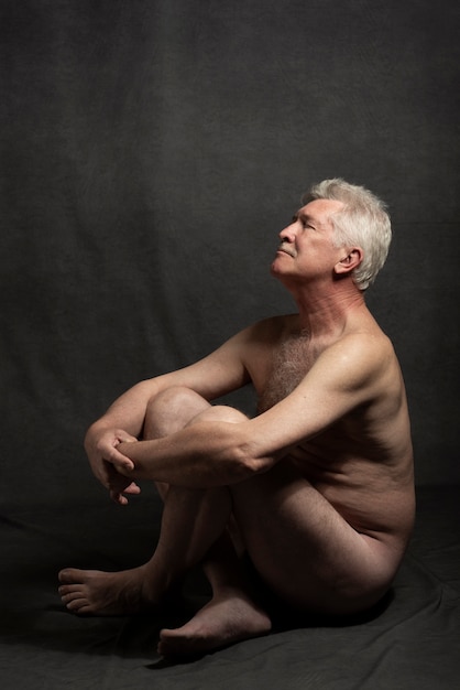 Sensitive old man portrait in studio