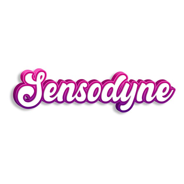 Sensodyne typografie 3d ontwerp geel roze witte achtergrond foto jpg.