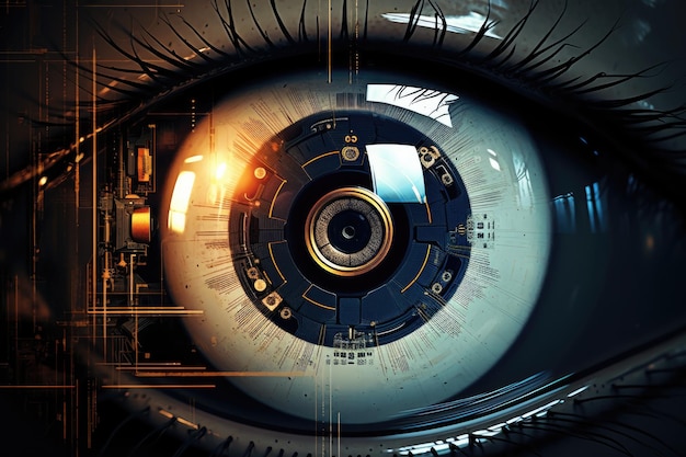 Sensor implanted chip into human eyeArtificial intelligence eye Generative ai