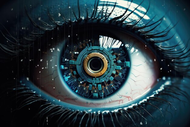 Sensor implanted chip into human eyeArtificial intelligence eye Generative ai