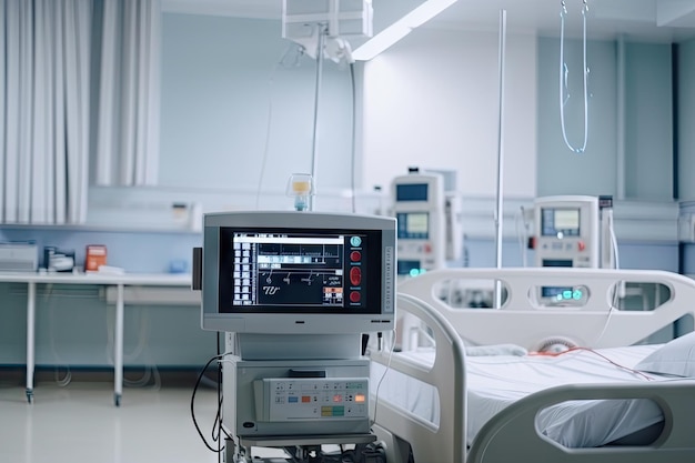 Sensor and monitor system in hospital room measuring patients vitals created with generative ai