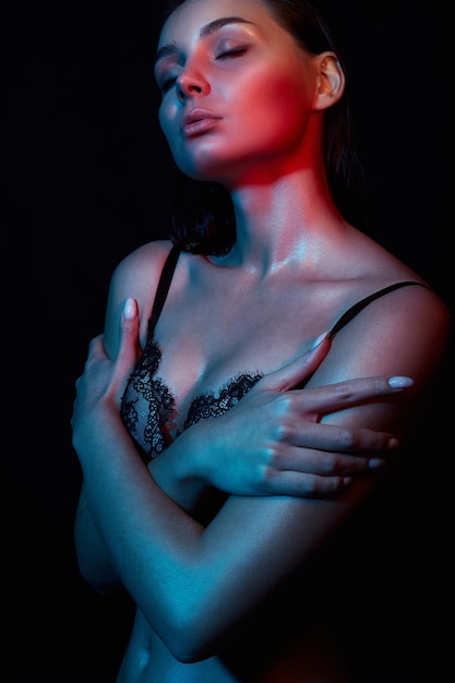 Sensual Beautiful Girl in color bright lights