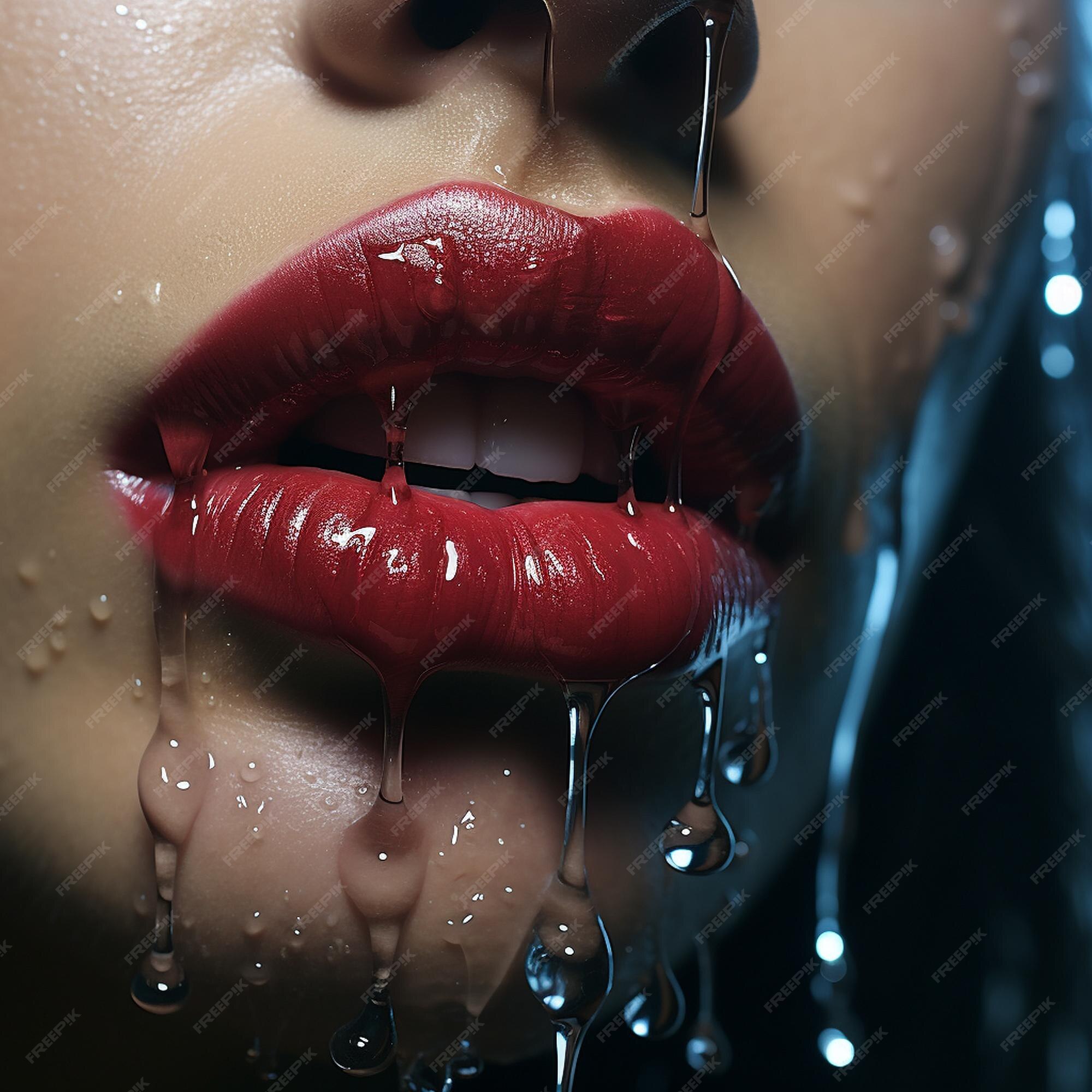 Premium Ai Image Sensual And Lovely Lips Dripping