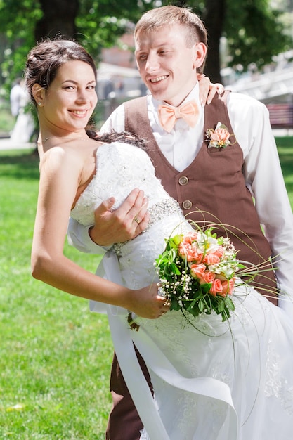 Sensual portrait of a young couple Wedding photo outdoor