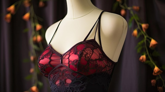 Sensuality and opulence in a velvet and lace teddy a captivating choice that celebrates the union of soft velvet against delicate lace Generated by AI