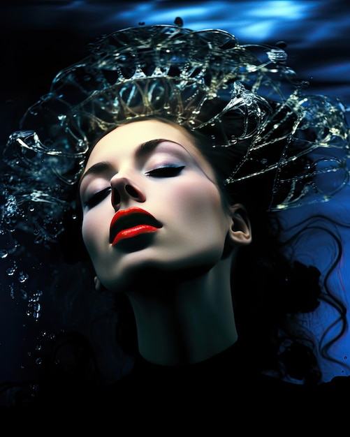 Sensueel portret van een vrouw met gesloten ogen onder water