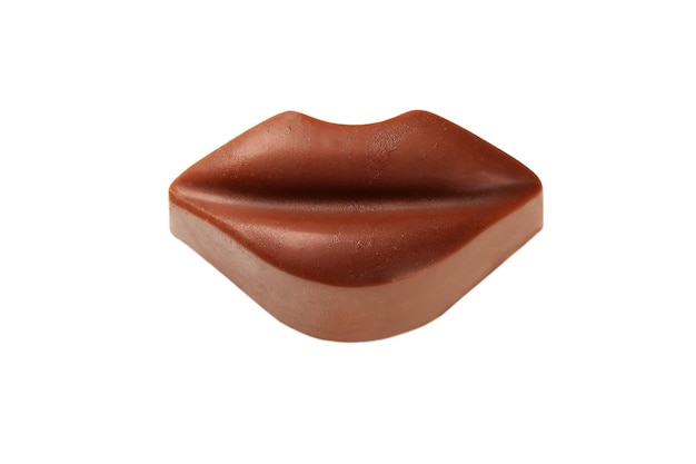 Sensuele melkchokolade lippen op witte achtergrond