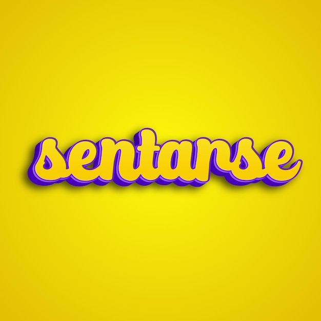 Sentarse typography 3d design yellow pink white background photo jpg