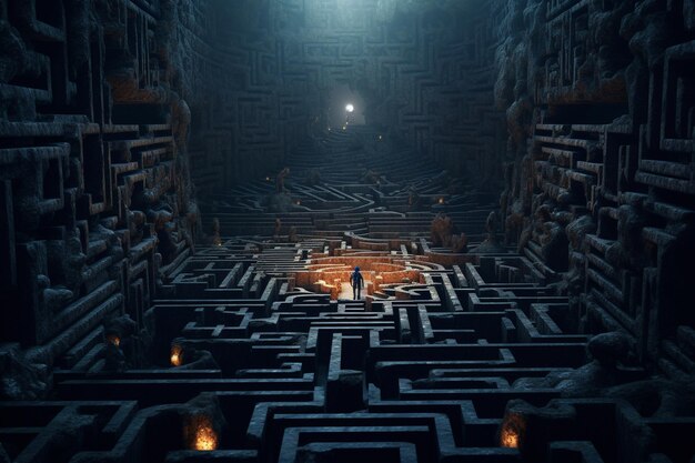 Photo a sentient labyrinth that presents a neverending s 00455 01