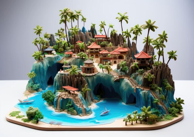 Sentosa Island Singapore met 3D-vaartuig en geïsoleerde achtergrond