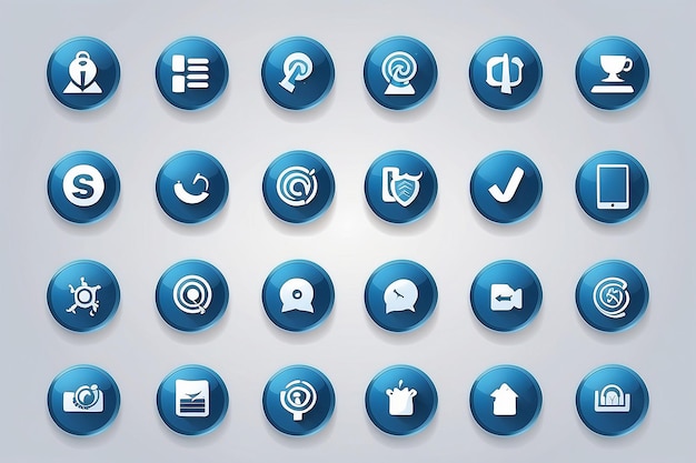 SEO Internet Sign Blue Vector Button Icon Design Set 1