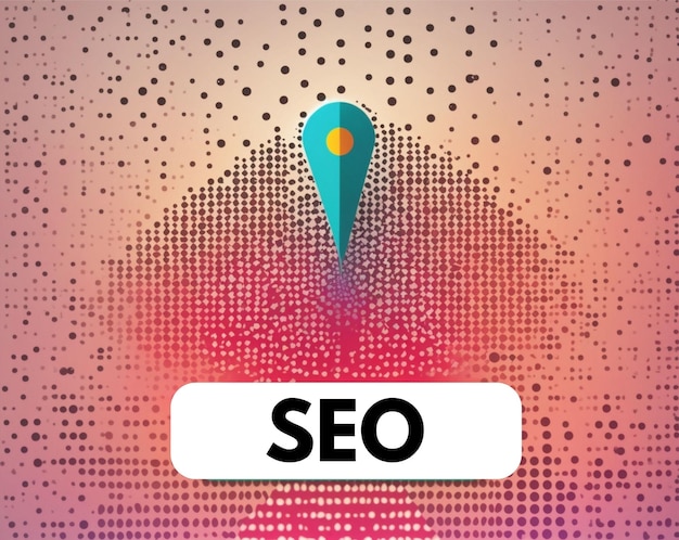 Seo optimization with location icon in the centre with dots