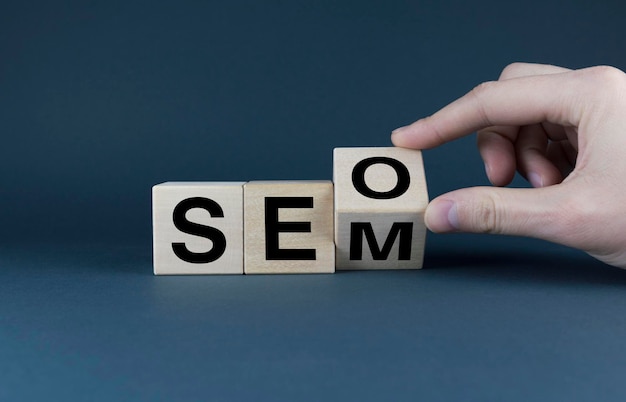 Seo or Sem Cubes form words Seo or Sem