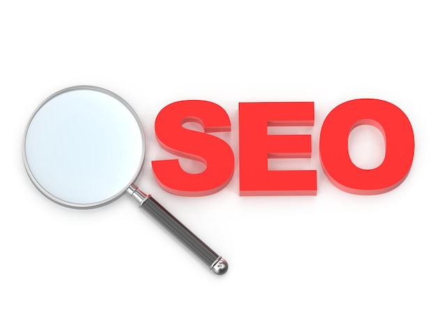 Seo текст с увеличительным стеклом