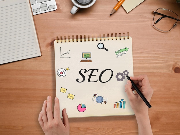 SEO zoekmachine optimalisatie linkbuilding en internet marketing scherm