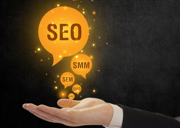 SEO-zoekmachineoptimalisatie online branding en internetmarketingidee