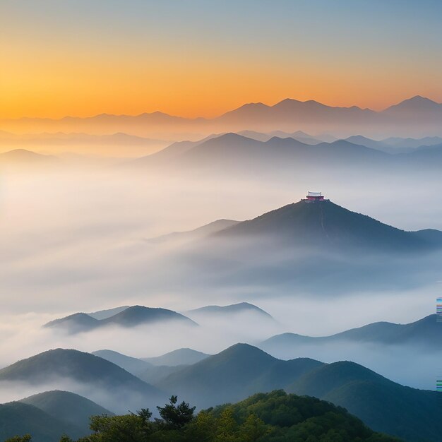 Photo seoraksan mountains is covered generated by ai