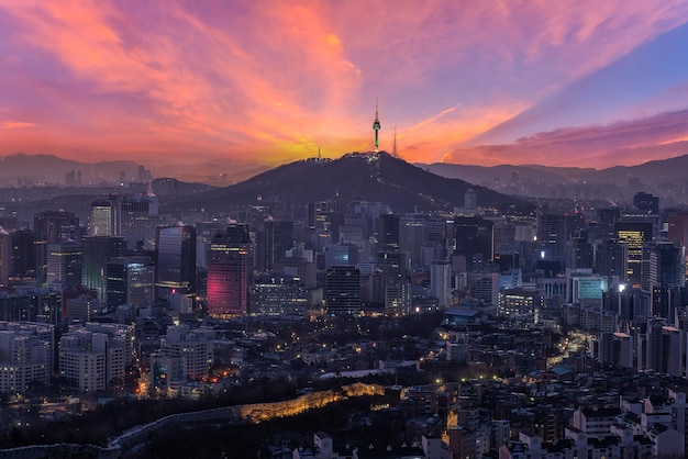 Foto seoul city skyline het beste uitzicht van zuid-korea