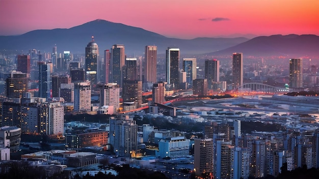 Seoul cityscape at twilight in south korea