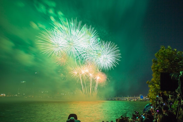 Seoul Fireworks Festival in Night city South Korea