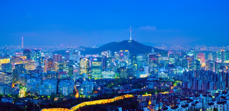 한국 밤의 서울 스카이라인