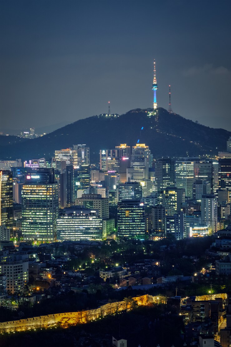 밤, 한국 서울 스카이 라인.
