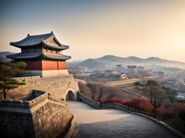 Seoul stadsgezicht Koreaans erfgoedontwerp Koreaanse architectuur Koreaanse traditie Zuid-Koreaanse scen