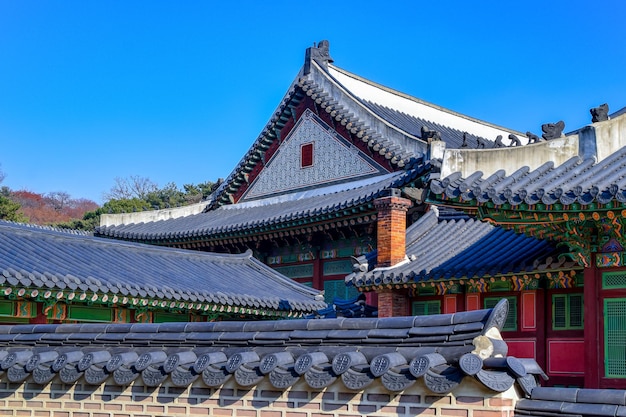 写真 ソウル韓国1122020韓国のソウル市のchangdeokgung宮殿の美しく古い建築