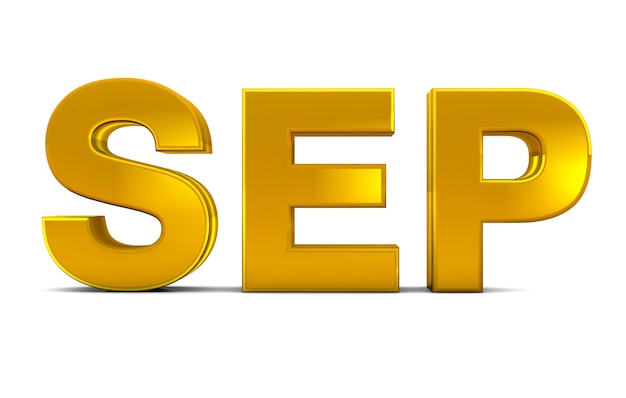 Sep Gold 3D Text September Month Abbreviation isolated on white background 3D render.