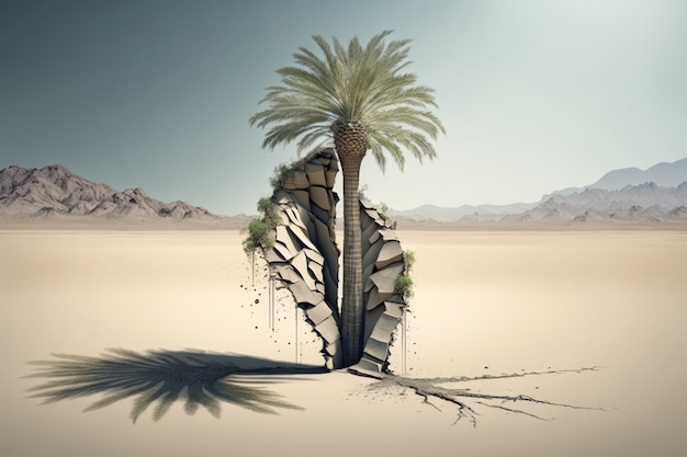 Separated palm tree